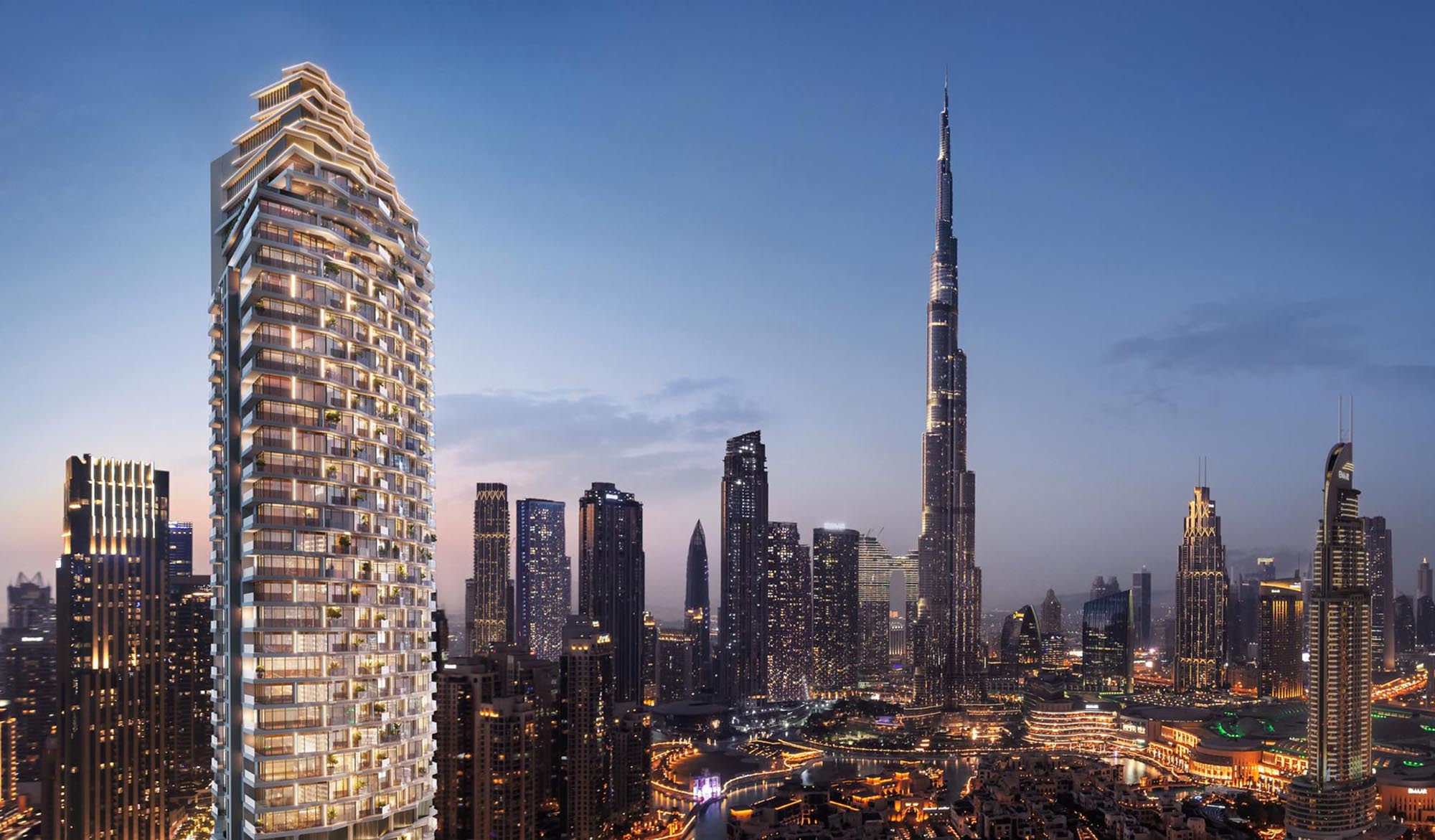 Downtown Dubai Evening View